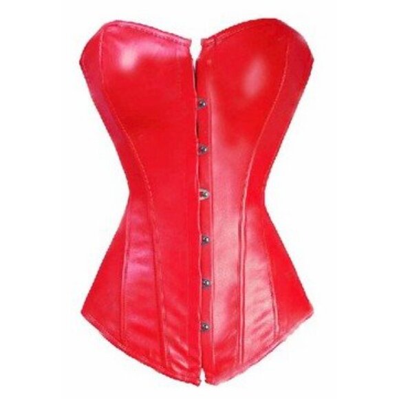 Red Faux Leather Corset Set - NEW - Picture 1 of 11